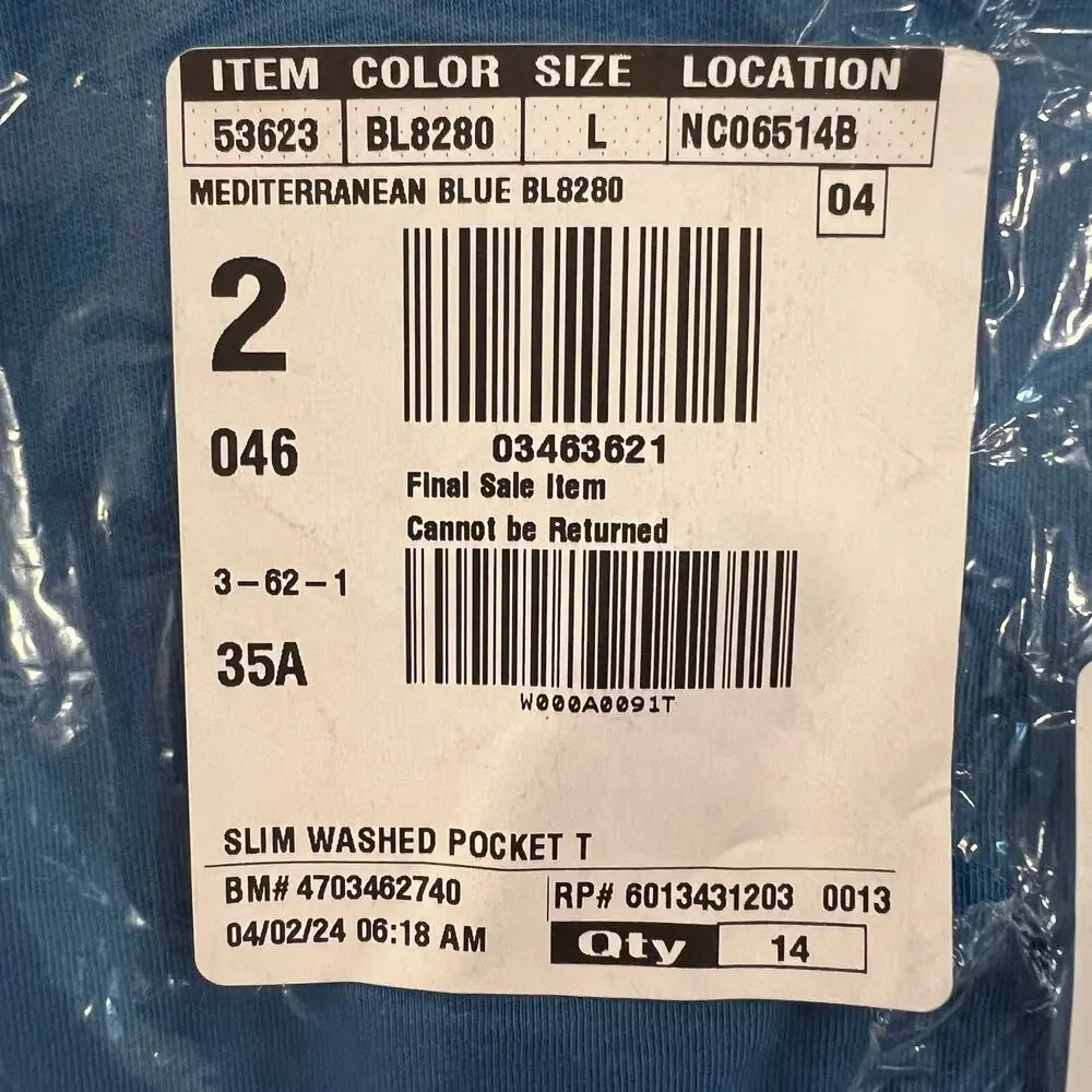 NWT J. Crew Men's Mediterranean Blue Cotton Washed Jersey Pocket Tee